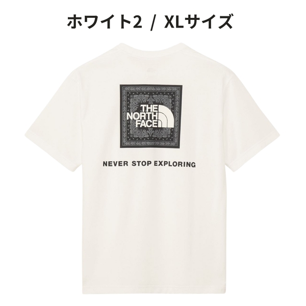 即決☆ノースフェイス バンダナ スクエア ロゴ 半袖Tシャツ W2/XLサイズ XL ネコポス ホワイト 白 速乾性 バンダナ スクエアロゴティー