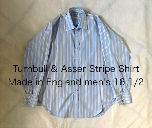 英国製 Turnbull & Asserターンブル&アッサー クラシック16 1/2長袖 シャツ ドレス ビンテージ Englandイギリスcharvetシャルべvintage