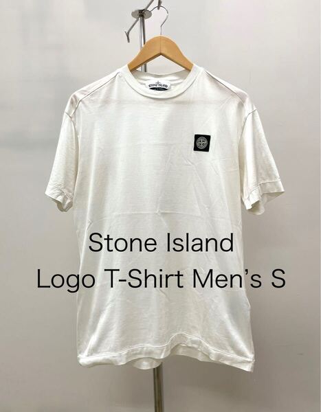 USED ストーン アイランドStone island メンズ S 半袖 ロゴ ボックス Tシャツ ホワイト 白 無地 カットソー 古着 cp company クルーネック