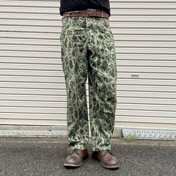 70s 韓国軍 ダックハンターカモ 迷彩 ベイカーパンツ カモフラ ヴィンテージ ミリタリー 84cm 60s 米軍 40s m42 カーゴパンツ オリーブ p44
