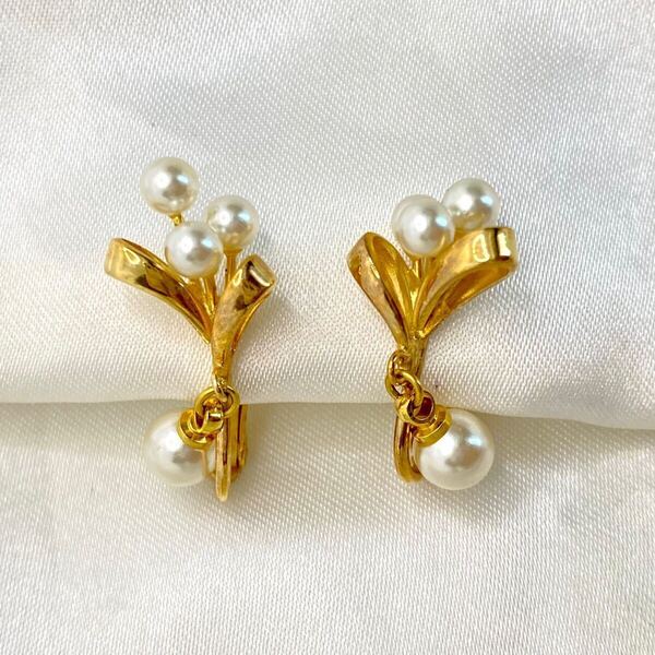 ヴィンテージ パール デザイン イヤリング ゴールドカラー ヴィンテージ vintage アクセサリー 装飾品