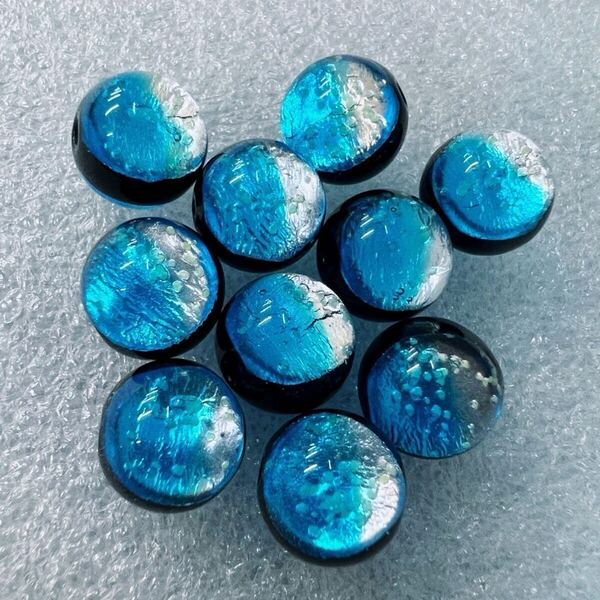 タラマブルー 12mm 10個セット 蓄光 ホタルガラス とんぼ玉 沖縄多良間島の海モチーフ