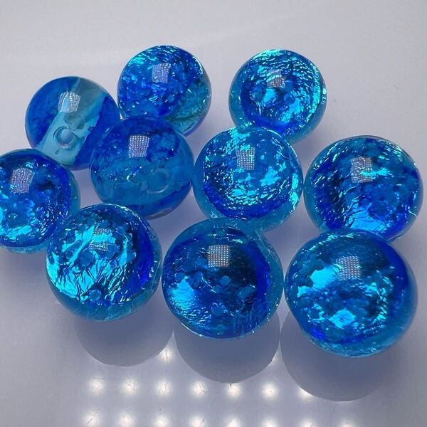 ミヤコマリン 10mm 10個セット 蓄光 ホタルガラス とんぼ玉 とんぼガラス 沖縄宮古島