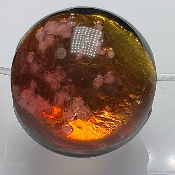 ミヤコマリンサンセット 12mm 10個セット 蓄光ホタルガラス とんぼ玉 沖縄宮古島の夕焼けモチーフ