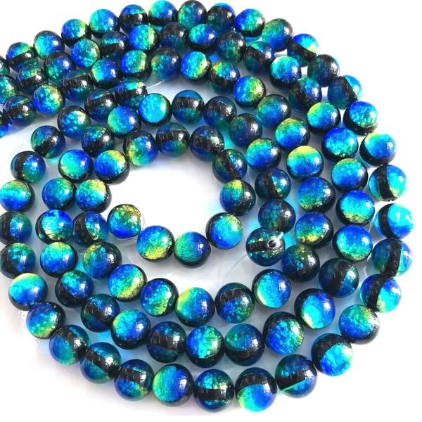 ケラママリン 8mm 連売り 蓄光 ホタルガラス 沖縄慶良間諸島 とんぼ玉