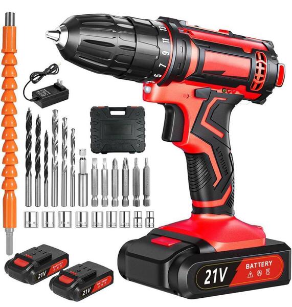 21V 電動ドライバーセット 軽量 充電式 コードレス DIY 工具 初心者OK