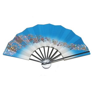 新品 舞扇子 ホログラム 青 黒塗り 日本製 1503 舞扇 扇子 せんす よさこい うらじゃ