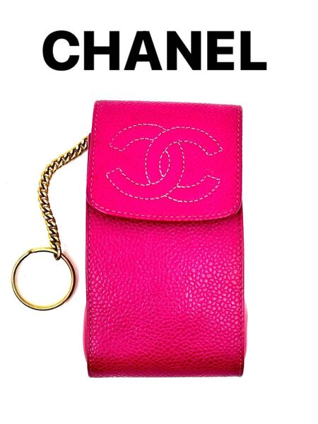 CHANEL シャネル キャビアスキン シガレットケース ココマーク 小銭入れ ウォレット 財布 札入れ ピンク