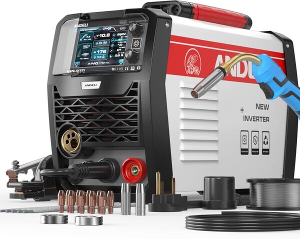 ANDELI 半自動溶接機 アルミ溶接可能 100V/200V 200AMP MIG Lift TIG &アーク溶接 ガス&ノンガス 5 in 1多機能MIG溶接機 LCDスクリーン