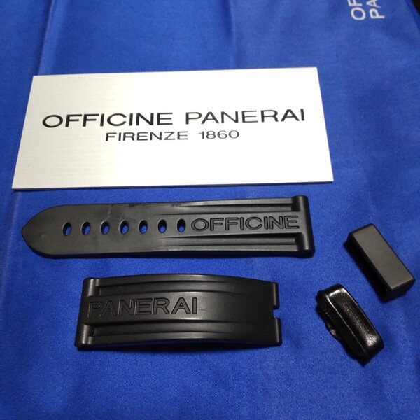 PANERAI ストラップ 正規 オフィチーネ パネライ 純正 BA カウッチュー 尾錠 対応 BK 黒 ラバー ベルト 遊環 おまけ 24/22mm 009 送料込み