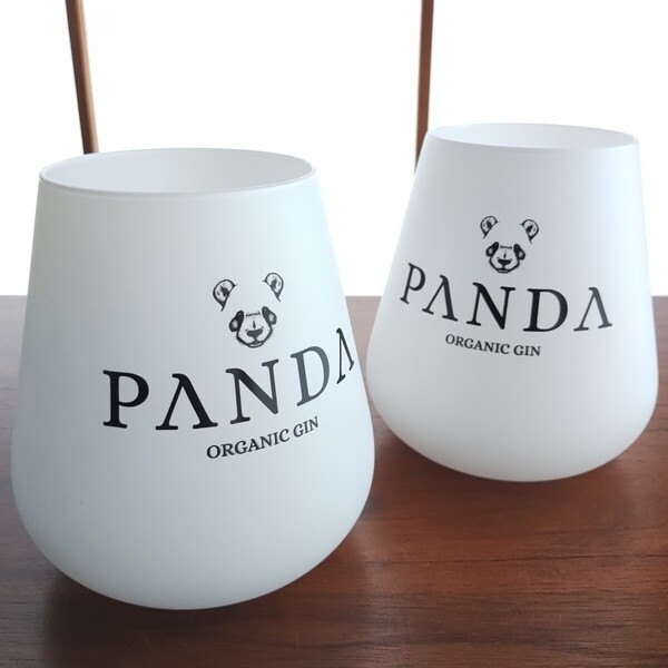 PANDA オーガニックジン グラス 2個セット ペアグラス 白 パンダ 美品 タンブラー 酒器 硝子食器 ガラスコップ ロックグラス