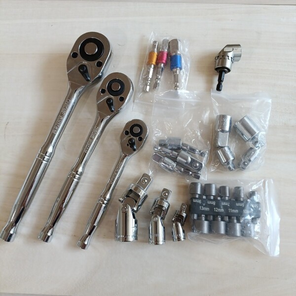 工具 訳あり まとめ売り ラチェットハンドル ユニバーサルジョイント ソケットアダプター ソケットレンチ DIY 自動車 バイク 整備 大量
