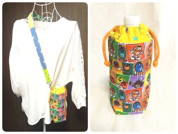 手作り☆保冷保温ペットボトルホルダー☆5~600ml☆m&m's