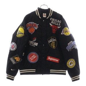 シュプリーム 18SS×エヌビーエー ナイキ ロゴエンブロイダリー ウォームアップ スタジアムジャケット ブラック AO3631-010