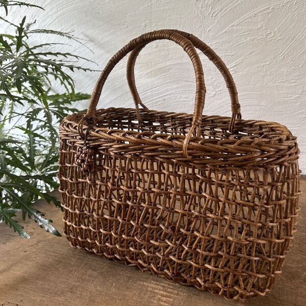 あけび 木通 アケビかごバッグ 籠バッグ 手作りバスケット ハンドメイド アンティーク