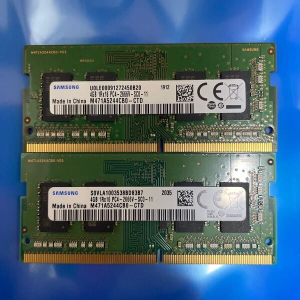 ノートパソコン用 SAMSUNG DDR4 PC4-2666V 4GB 2枚セット 合計8GB 中古動作品 RAM-2