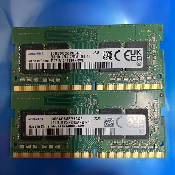 ノートパソコン用 SAMSUNG DDR4 PC4-3200AA 8GB 2枚セット 合計16GB 中古動作品 RAM-4