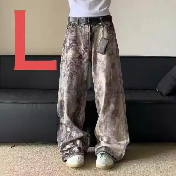 ダメージデニム メンズ L アメカジ ワイド jaded london 地底人似
