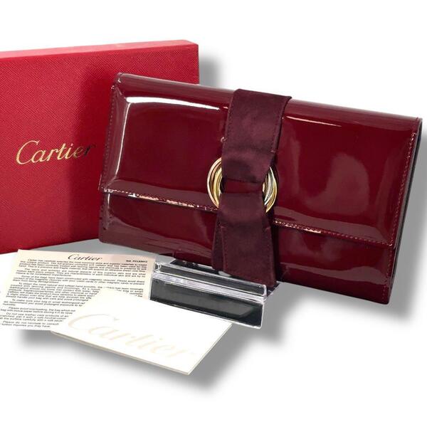 【新品同様】CARTIER カルティエ トリニティ 長財布 エナメル 金具