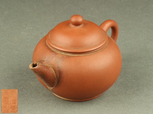 唐物 朱泥急須　荊渓恵孟臣製 煎茶 急須長幅　9センチ　b6 唐物朱泥急須「荊渓恵孟臣製」在銘 茶銚 紫砂壺 中国古玩