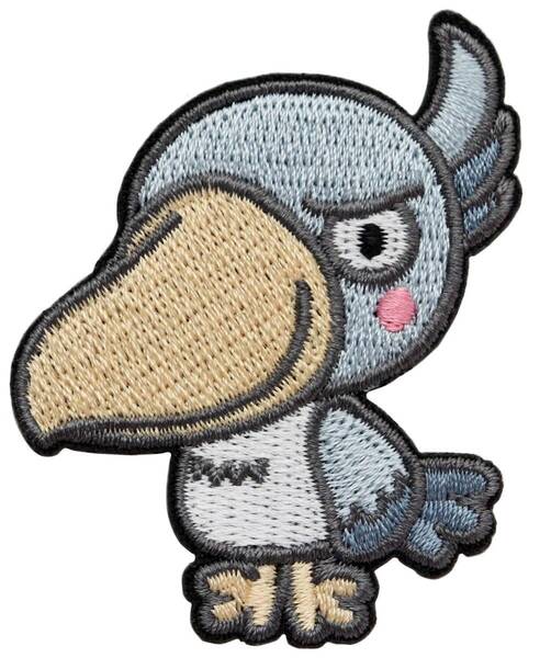 ワッペン ハシビロコウ かわいい動物 刺繍パッチ アイロン接着 説明書付き