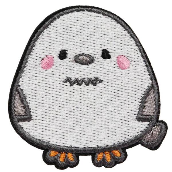 ワッペン シマエナガ かわいい動物・鳥 刺繍パッチ アイロン接着 説明書付き