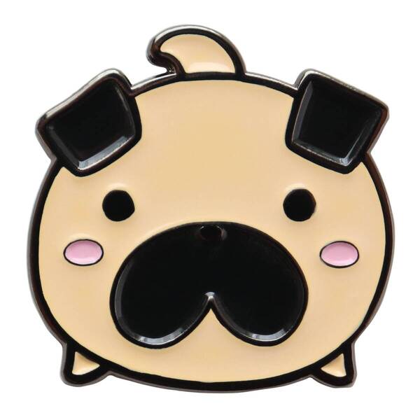 ゴルフマーカー パグ犬 かわいい動物 ボールマーカー 鉄製 土台・クリップ無し 単品