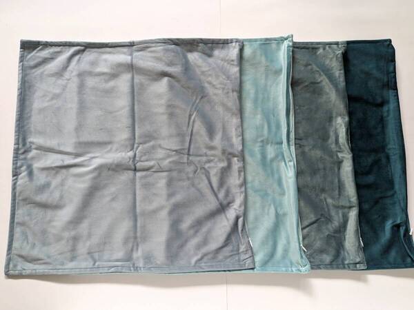 ベルベット クッションカバー 45×45cm 4枚セット ブルーグリーン系