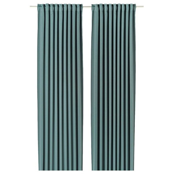 IKEA 145×250cm 厚手 カーテン MAJGULL マイグル ダークグレーターコイズ 1組 2枚 005.860.20