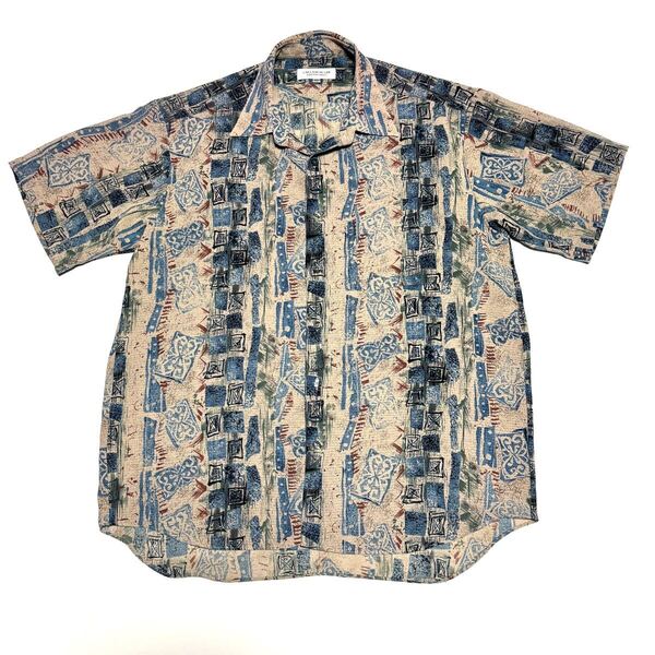 XLサイズ ポリシャツ メンズ 柄シャツ ビンテージ 半袖シャツ ヒップホップ 呂布カルマ レゲエ