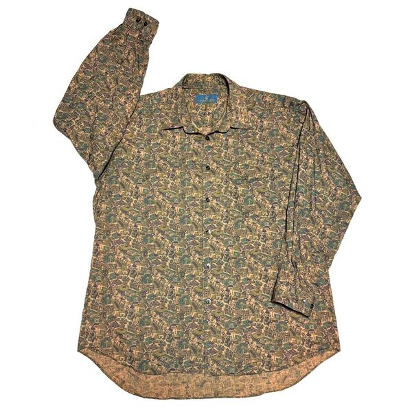 sサイズ メンズ 長袖シャツ 柄シャツ ヒップホップ 呂布カルマ サーファー スケーター パンクロック