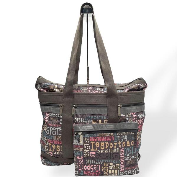 極美品 LeSportsac トートバッグ 大容量 ワンショルダー ブラウン