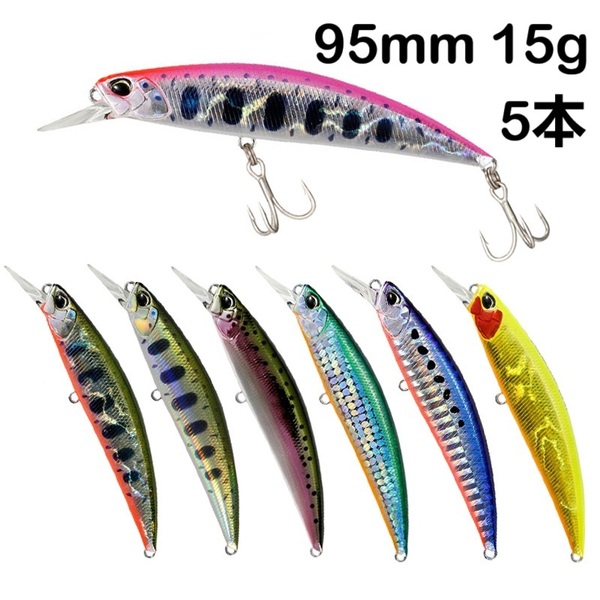 95S 5色セット デュオ SPEAR HEAD RYUKI風 (スピアヘッド リュウキ風 95S) 15g シンキング ミノー マス釣り 渓流ミノー ルアー