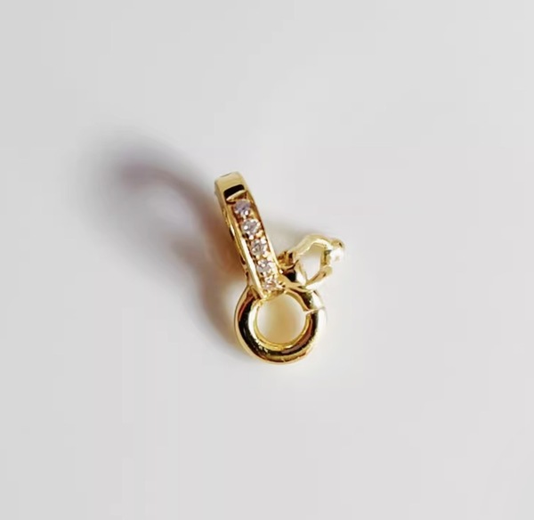 【Sダイヤ】K18YG WG バチカン パーツ ダイヤモンド チャーム留め 18K チェーンパーツ ペンダントパーツ クラスプ ロック付き K18 YG