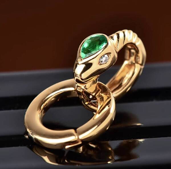 K18YG エメラルド バチカン パーツ 繋ぎ クリッカー コネクター 18K ペンダントパーツ クラスプ YG ダイヤモンド ダイヤ ロック付き