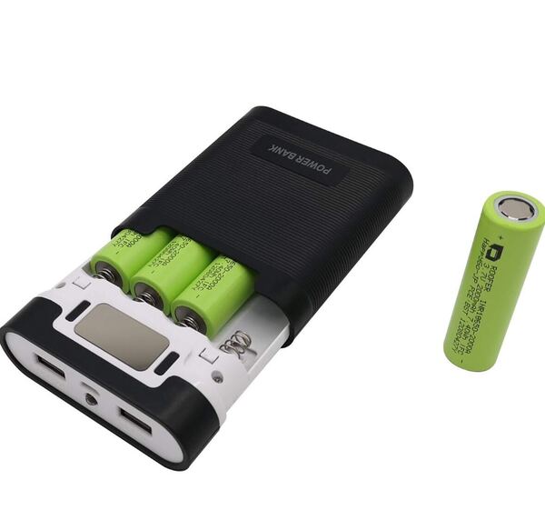 モバイルバッテリー 大容量 18650リチウム電池付き 充電器 セット 小型 軽量 2USBポート スマホ携帯バッテリー 多重保護 2A急速 PSE認証済