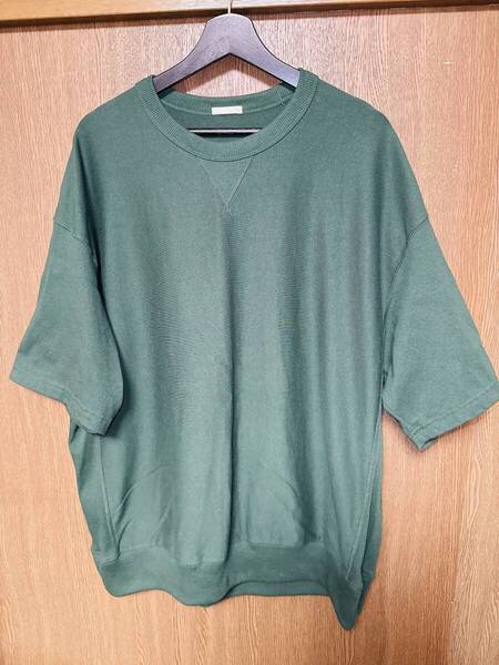 ◆当日発送◆【極美品】 GU ジーユー スウェT 5分袖 ダークグリーン 半袖 Tシャツ メンズ XLサイズ