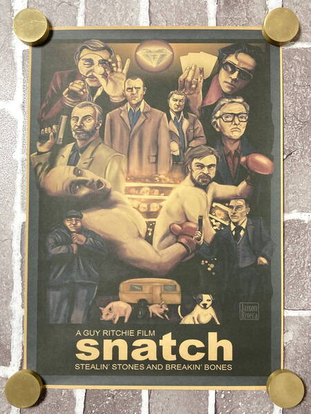 ▲棚:V_H7【クラフト紙製 ポスター スナッチ (ベニチオ・デル・トロ、ブラッド・ピット 主演) 42㎝×30㎝】sa_wjig