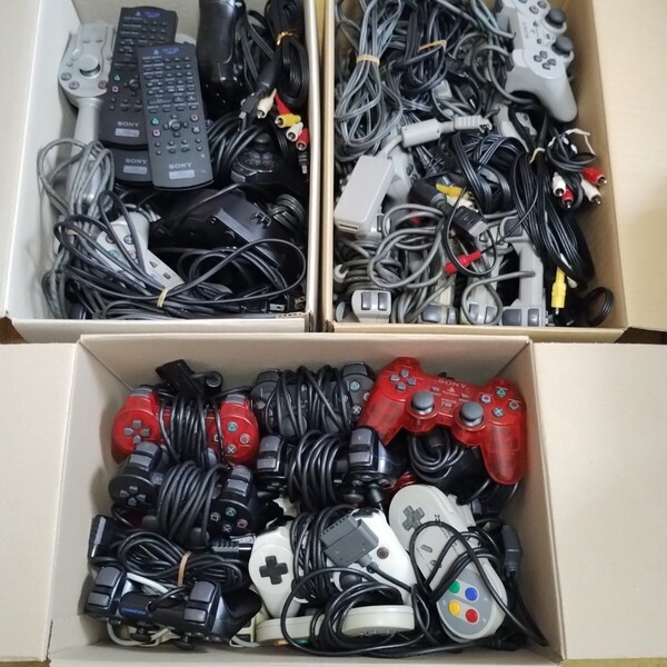 PS PS1 PS2 SFC プレステ コントローラー 純正 社外 専用 リモコン ケーブル 電源 大量 まとめ まとめて セット ジャンク 送料無料