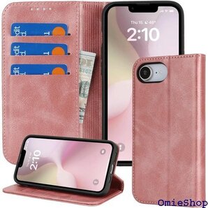 iPhone 16e いphone 16e iPhon カードスロット、キックスタンド レザー ローズゴールド 2643