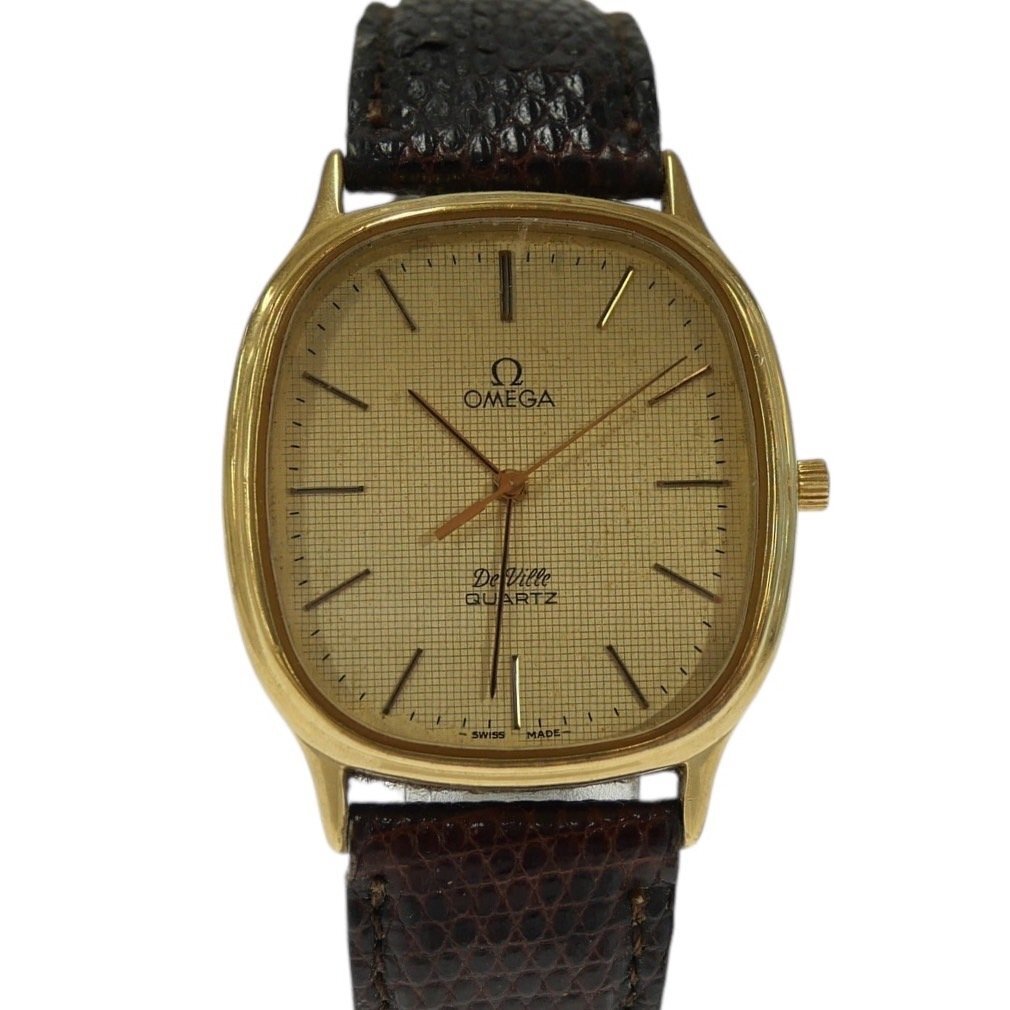 稼働 OMEGA DE VILLE 腕時計 ゴールド文字盤 新品電池 823 DE