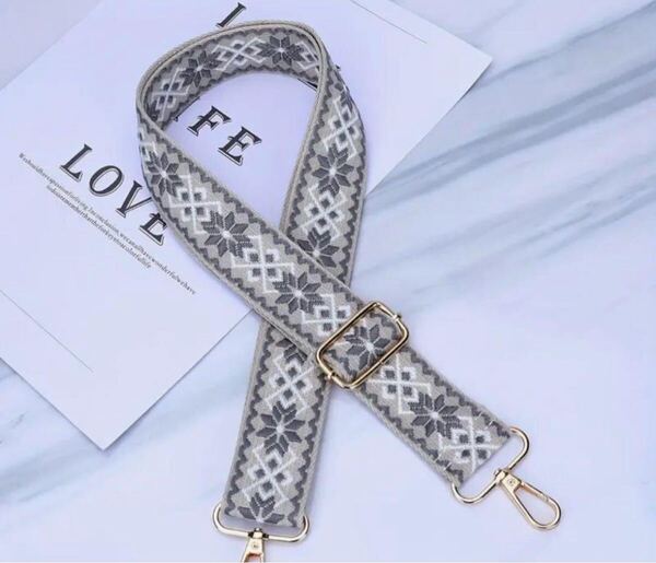 ショルダーストラップ ショルダーベルト 単品 バッグ用 付け替え グレー フックゴールド