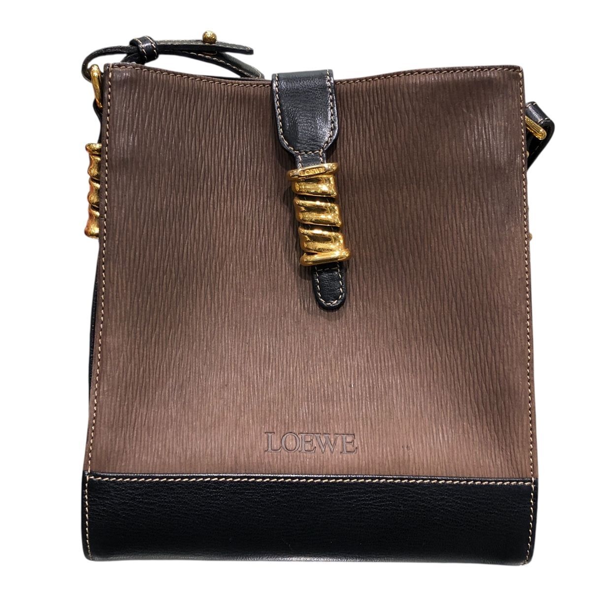 【中古】 LOEWE ロエベ ベラスケス ショルダーバッグ ブラウン×黒 ヴィン
