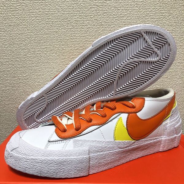 新品 未使用 黒タグ NIKE SACAI BLAZER LOW 26.5cm nike blazer low sacai ナイキ ブレーザー ロー サカイdd1877-100 マグマオレンジ