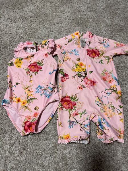 女の子 水着 90cm 100cm セット next ネクスト 花柄 ラッシュガード 夏物