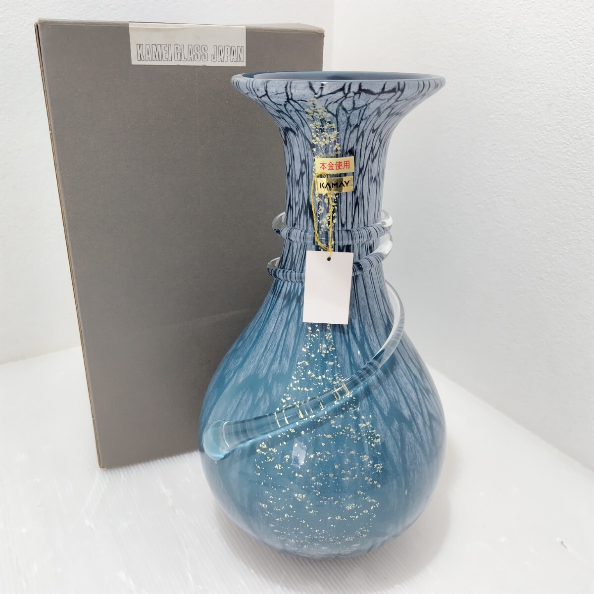昭和レトロ カメイガラスKAMAY GLASS 本金 ガラス花瓶 フラワー