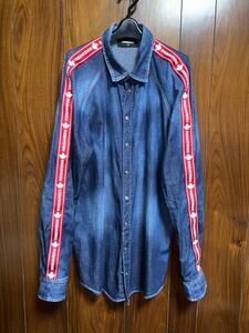 【極美品】ディースクエアード2 DSQUARED2。デニムシャツ。デニムジャケット。ジーンズ。インディゴ。ロゴテープ。正規品。送料無。50。