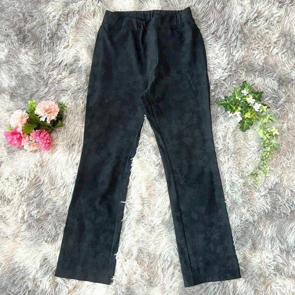 GIANNI LO GIUDICE 【34】 花柄ジャガードパンツ ブラック系
