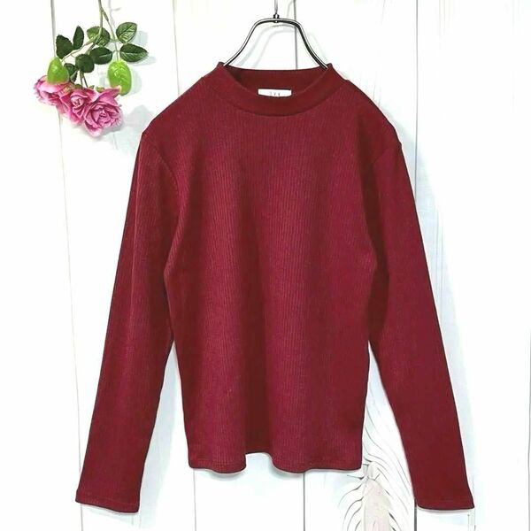 【美品】a.v.v 長袖ニット カットソー【S】ワインレッド イトキン
