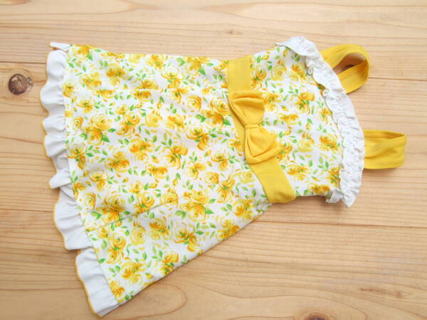 *美品!女の子お花柄お姫様イエローワンピース水着100センチ(4)*